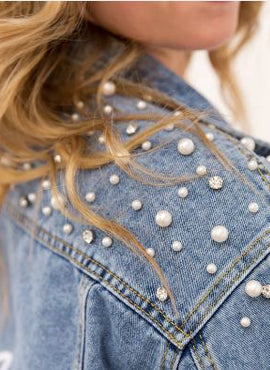 Pearl and Rhinestone Denim Jacket