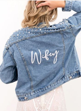 Pearl and Rhinestone Denim Jacket